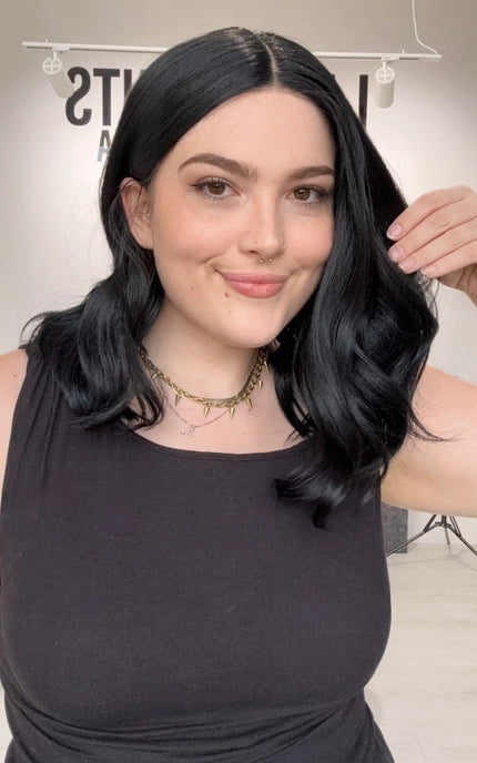 wavy black hair middle part synthetic, ready to wear synthetics.