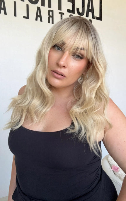 australia synthetic toppers, middle part with fringe , heat safe hair.