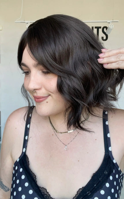 easy to wear bo length synthetic wig for hairloss, alopecia.