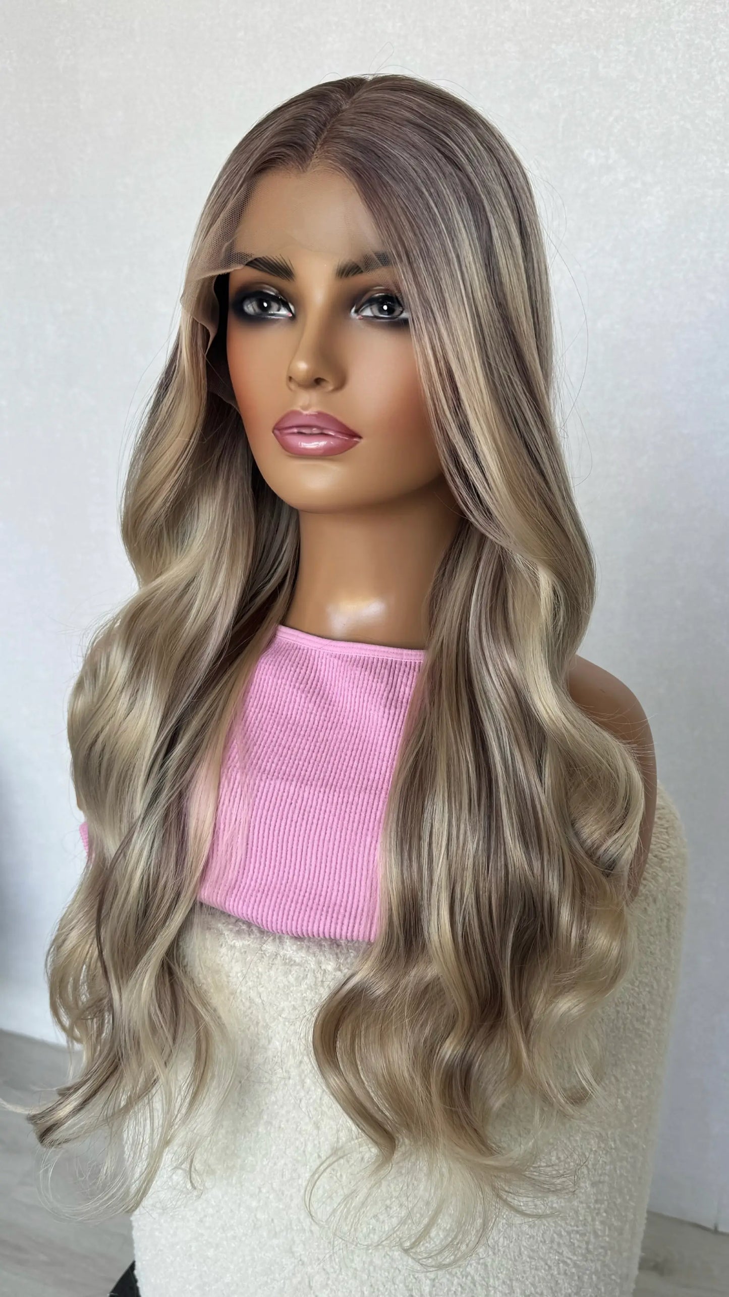 wavy long hair middle part, darker root to ash blonde hair synthetic australia.