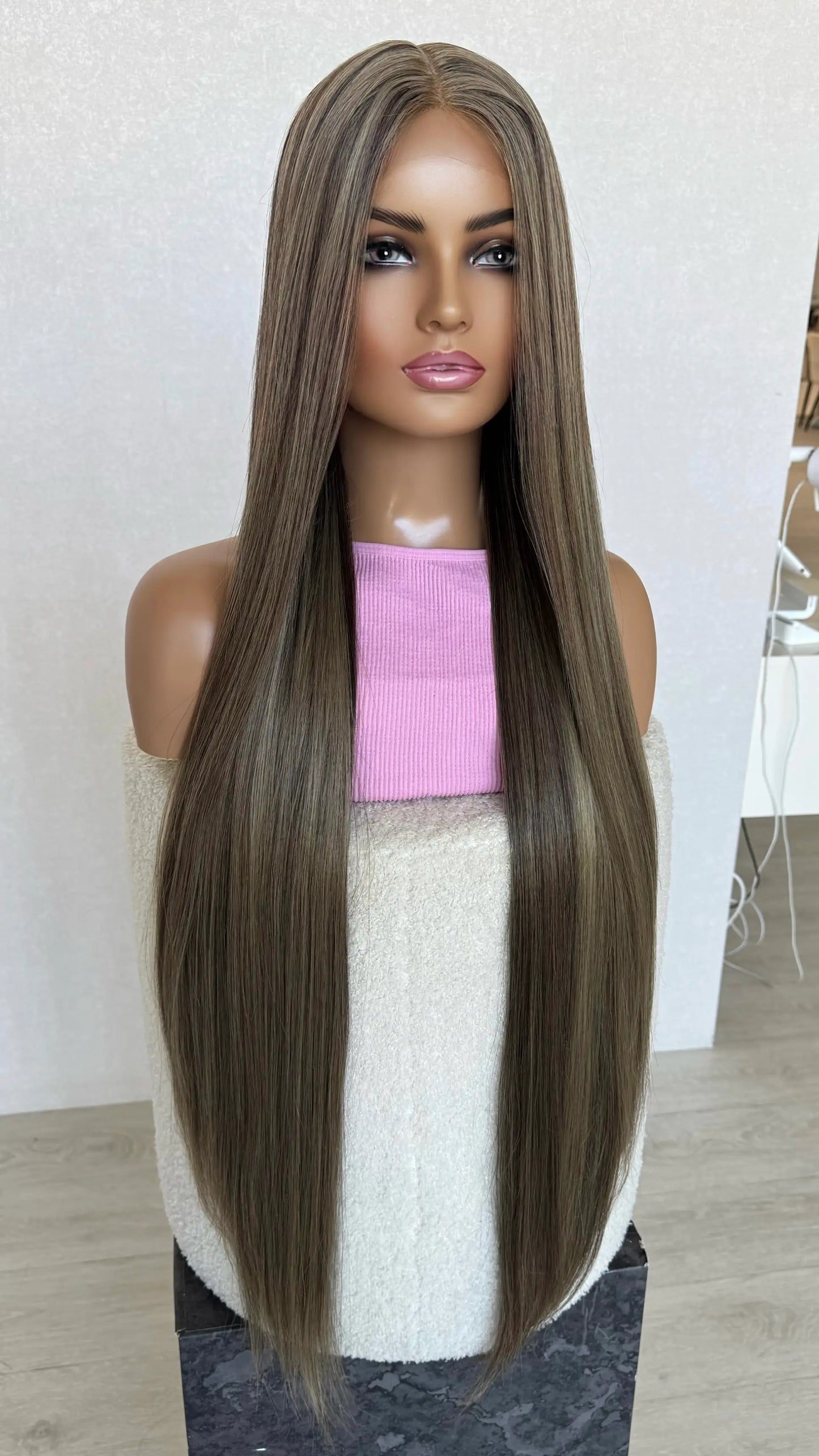 long length hair with t-part lacefront wig, heat safe synthetic hair 