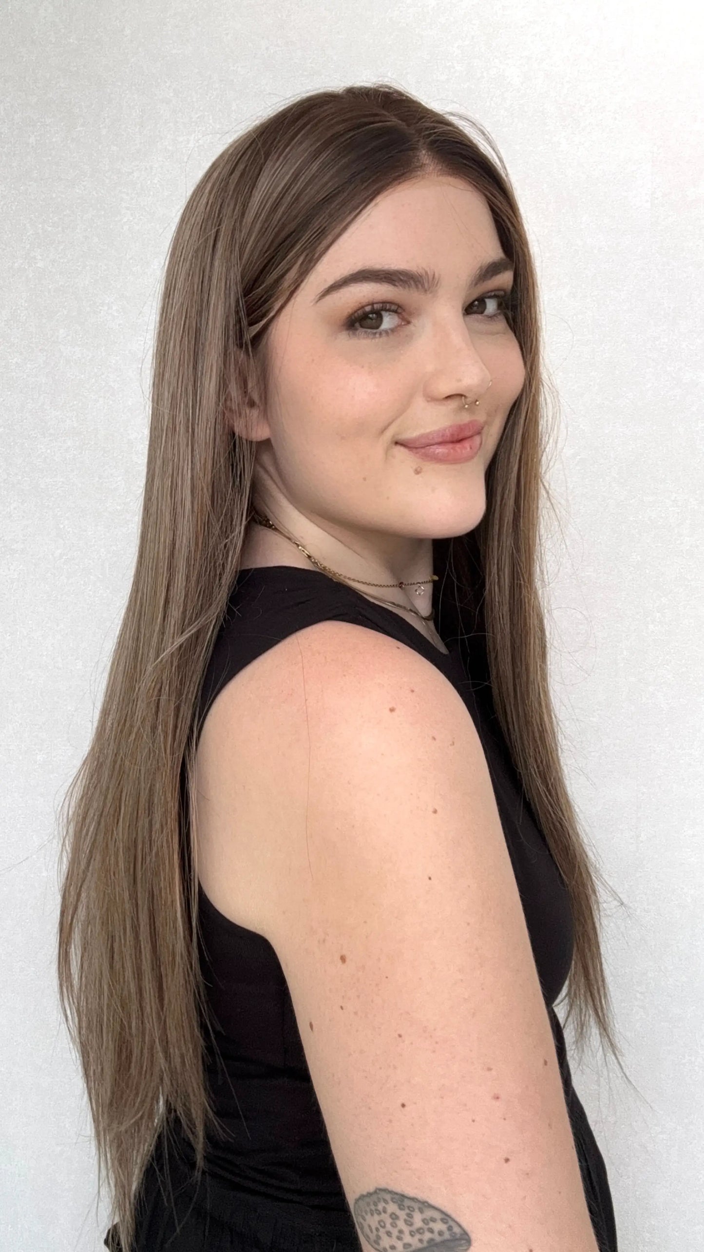 half hair back half forward, mushroom brown lace front wig australia.