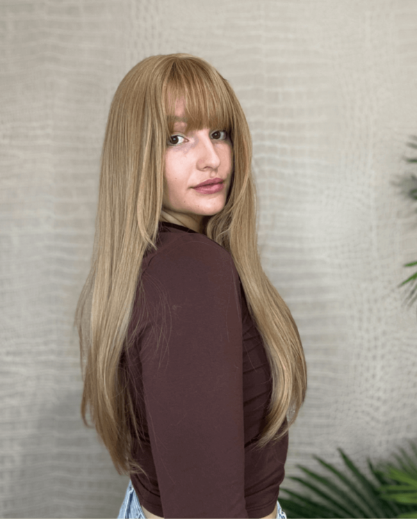 Beige Blonde Luxury Synthetic Wig with Fringe - Connie