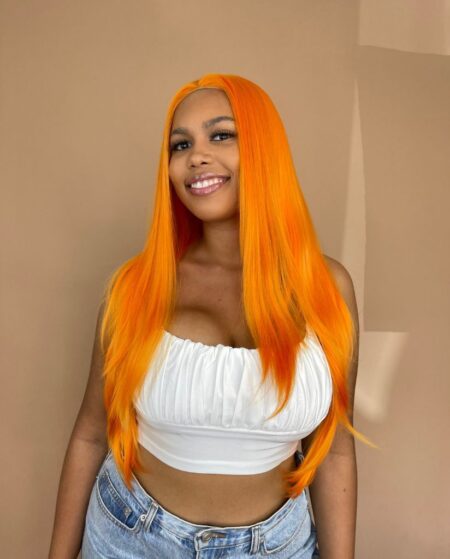 Lacefronts neon orange luxe synthetic lacefront wig lava