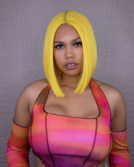 Lacefronts yellow luxe synthetic lacefront bob wig pop art