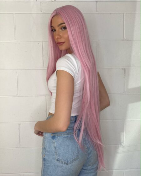 Lacefronts baby pink luxe synthetic lacefront wig mother of pink