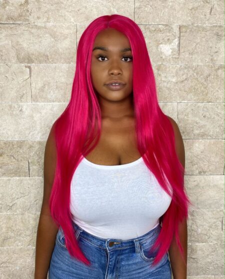 Lacefronts hot pink luxe synthetic lacefront wig amber