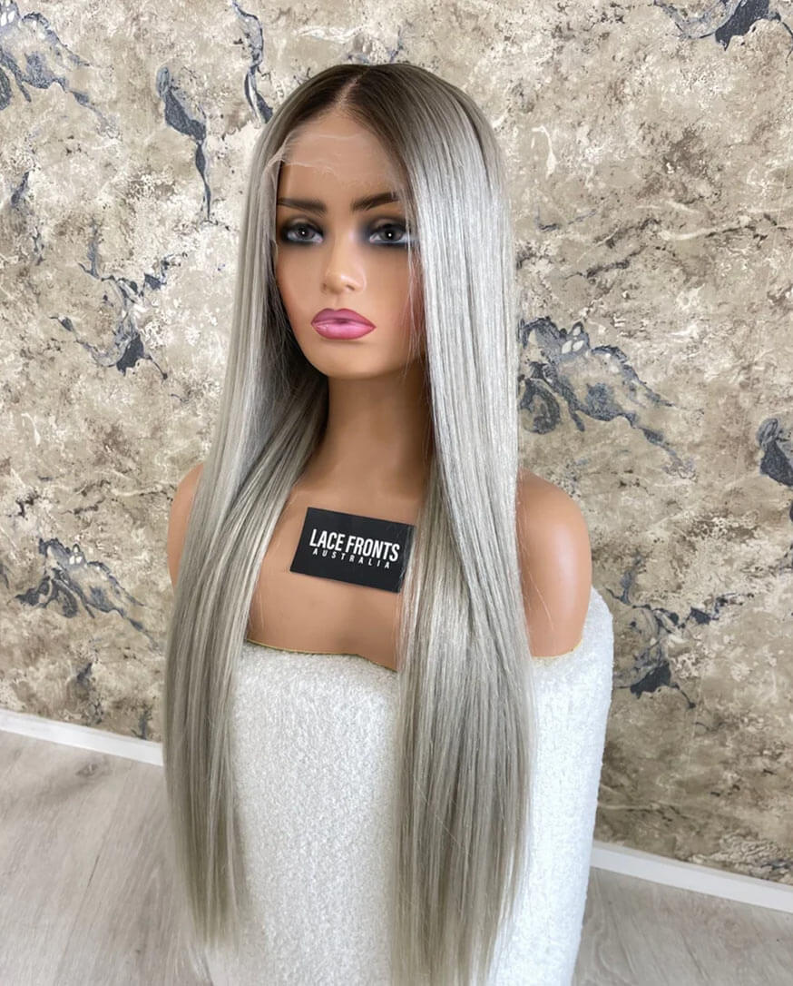 LACE FRONT HUMAN HAIR COOL BLONDE WITH DARK ROOT 30