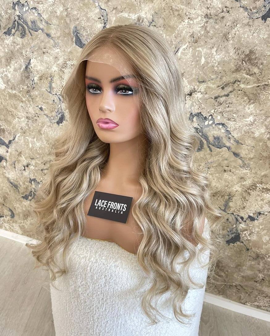 LACE FRONT HUMAN HAIR CREAMY BLONDE 28
