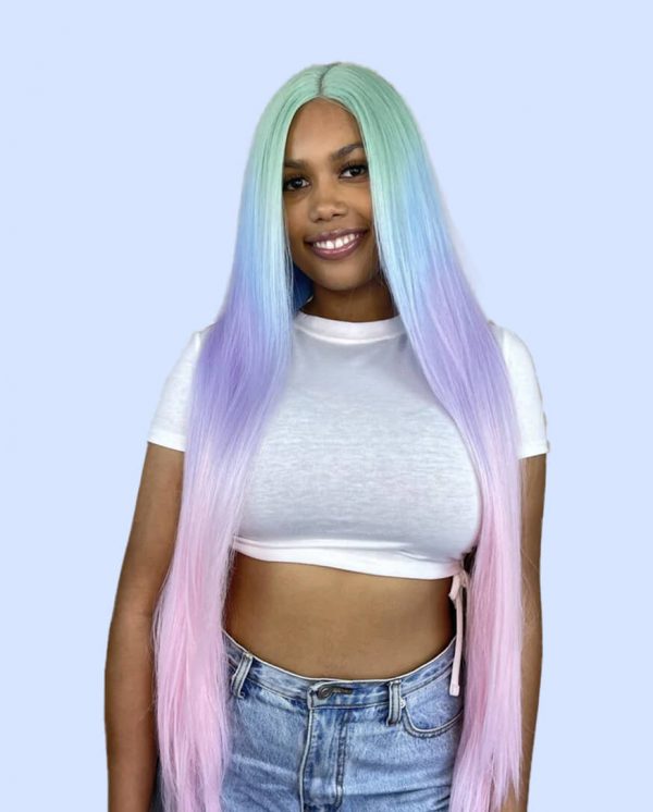 Lacefronts pastel rainbow luxe synthetic lacefront wig give a glam