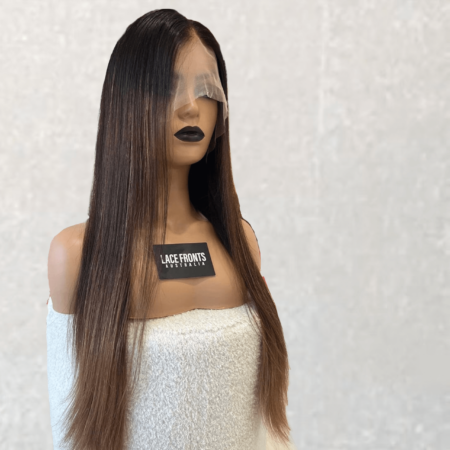 Glueless Lace Front Human Hair Wig Brunette Ombre Wig 24 Inch – Alexia