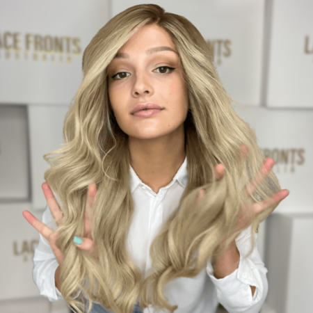 Lace Front Human Hair Wig Beige Ash Blonde Wig 30 Inch - Chloe