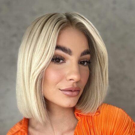 Glueless Lace Front Human Hair Wig Light Blonde Bob Wig 12 Inch - Charli