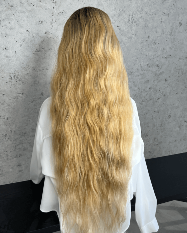 Golden Blonde Curls with Ash Roots Luxe Synthetic Wig - Golden Girl