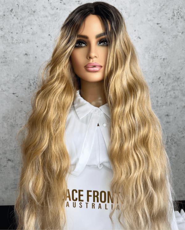 Golden Blonde Curls with Ash Roots Luxe Synthetic Wig - Golden Girl