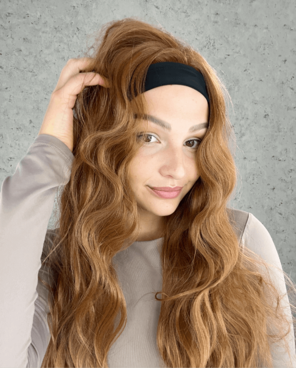 Soft Auburn Caramel With Headband Luxe Synthetic Wig - Sangria