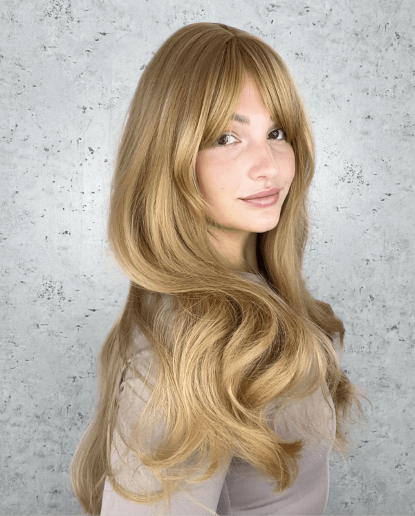 Honey Blonde With Fringe Luxe Synthetic Wig - Lovely
