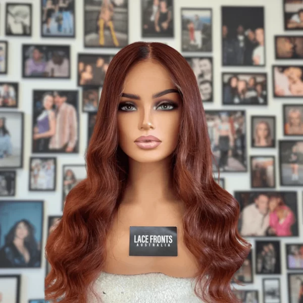 Lace Front Human Hair Wig Dark Copper Wig 24 Inch – Erica