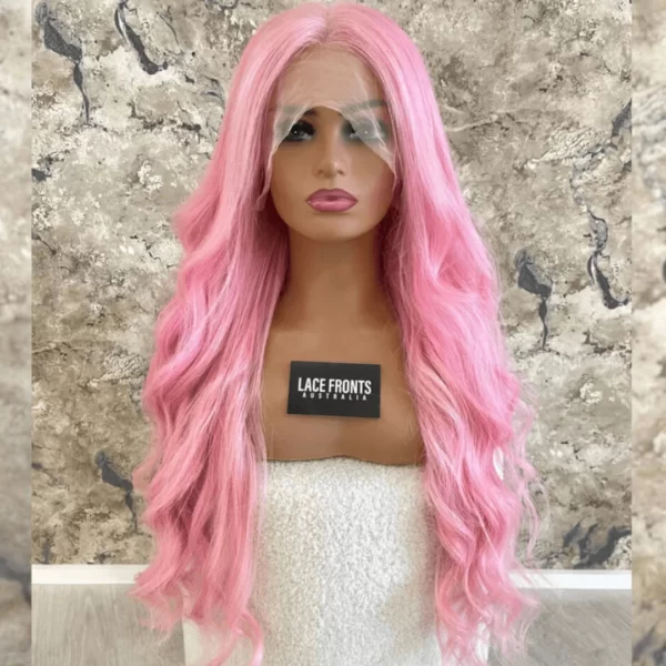 Lace Front Human Hair Wig Pastel Pink Wig 26 Inch – Barbie Tingz