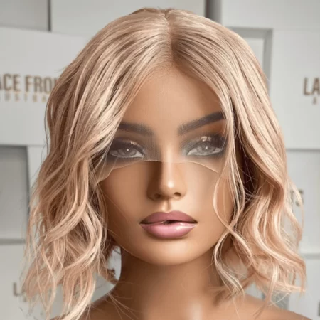 Lace Front Human Hair Wig Peach Blonde Wig 12 Inch – Serena