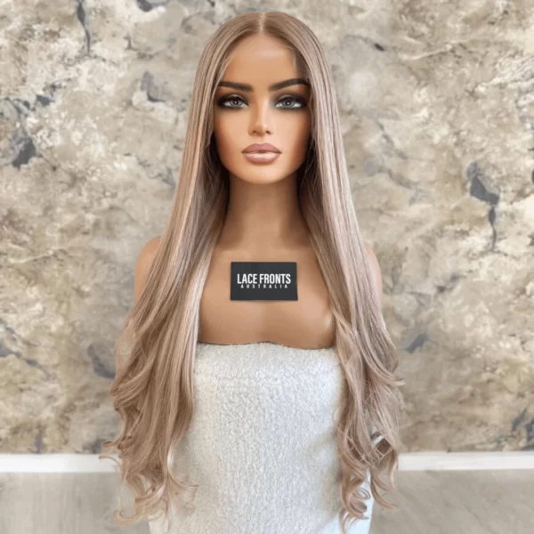 Lace Front Human Hair Wig Peach Champagne Blonde Wig 26 Inch – Serena