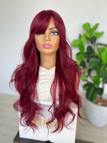 Burgundy Auburn with Fringe Luxe Synthetic Wig - Demi