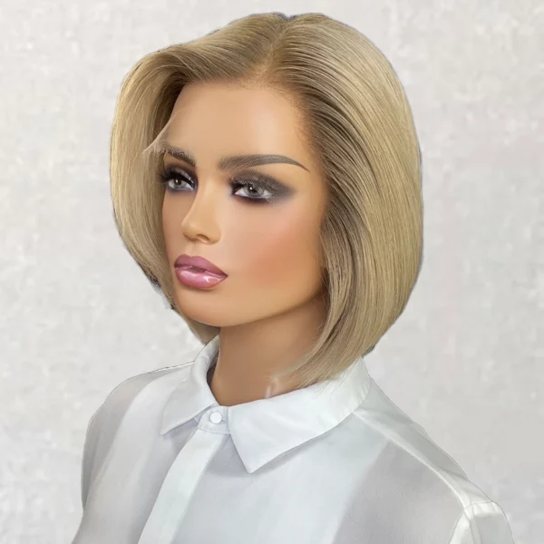 Glueless Lace Front Human Hair Wig Light Natural Blonde 6 Inch - Anita