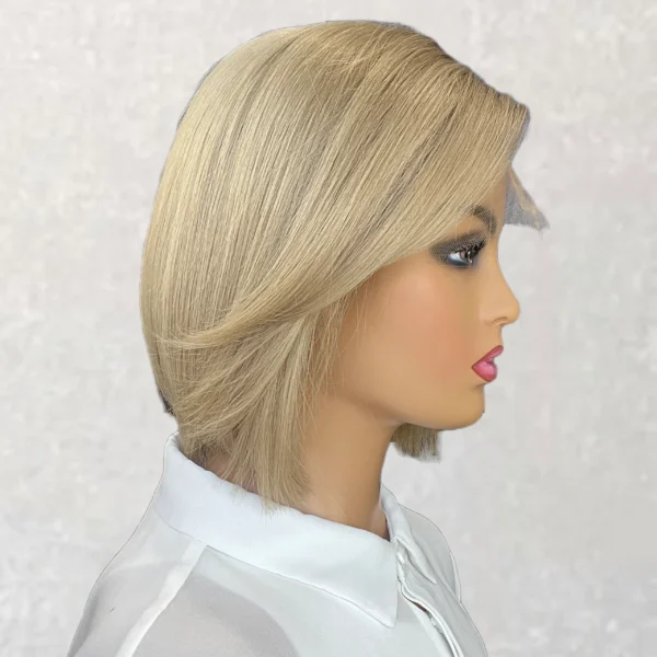 Glueless Lace Front Human Hair Wig Light Natural Blonde 6 Inch - Anita