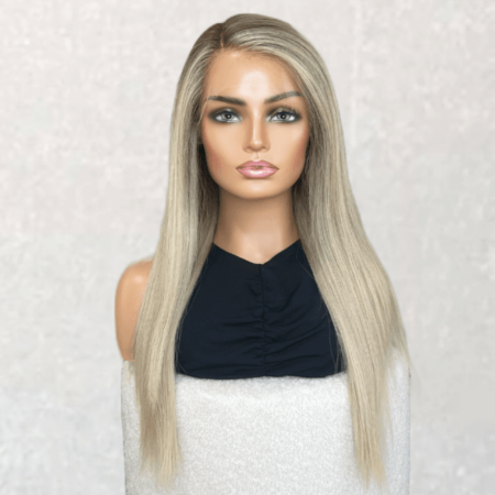 Glueless Lace Front Human Hair Wig Beige Ash Blonde Wig 22 Inch - Chloe