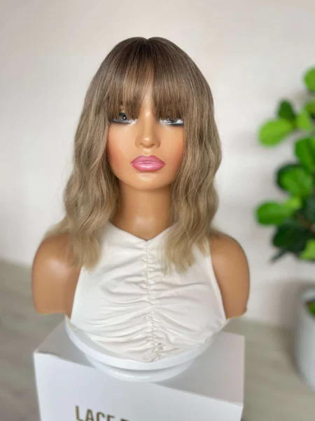 Mushroom Brown with Curtain Bangs Luxe Synthetic Wig - Billie