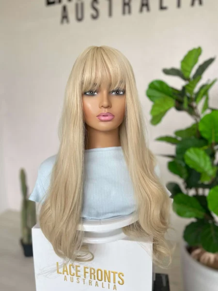 Pale Blonde with Fringe Luxe Synthetic Wig - Lacy