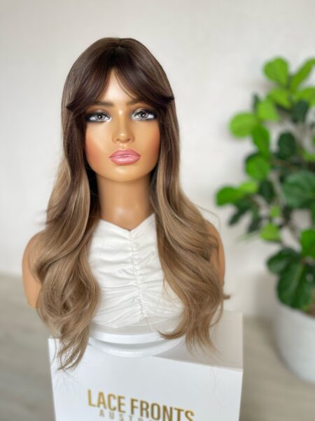 Milk Chocolate Brunette with Fringe Luxe Synthetic Wig - Liv