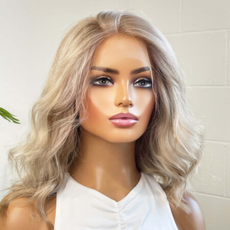 Glueless Lace Front Human Hair Wig Natural Light Blonde Wig 14 Inch - Margot Robbie