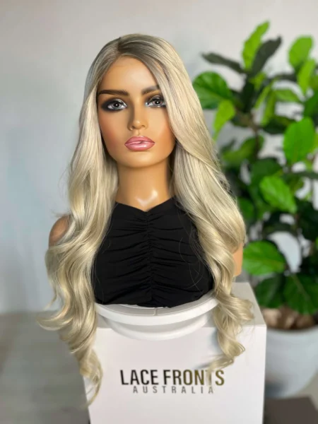 Pale Blonde with Roots Luxe Synthetic Wig - Andie